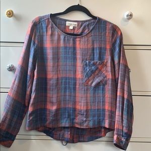 Anthropologie Cloth & Stone Plaid Blouse